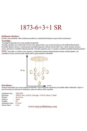 1873-10 10-teiliger LED-Kronleuchter mit Pendelleuchte 1873-6+3+1 GD - 4