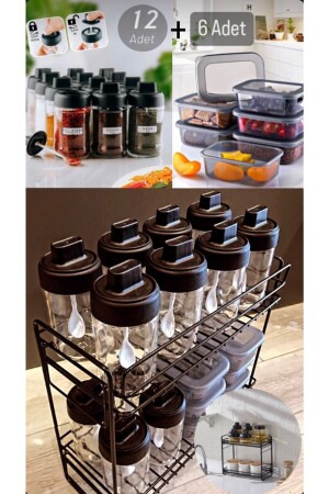 19-teiliges Gewürz- und Aufbewahrungsbehälter-Set mit Metallständer – Küchenregal-Sammler BYV-BHRTLK19 - 2