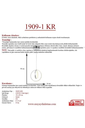 1909-1 Krom Tekli Led Avize 1909-1 KR - 3