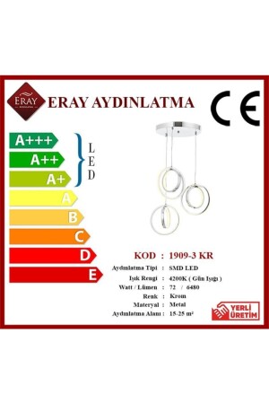 1909-3 Krom 3 Lü Led Avize 1909-3 KR - 5