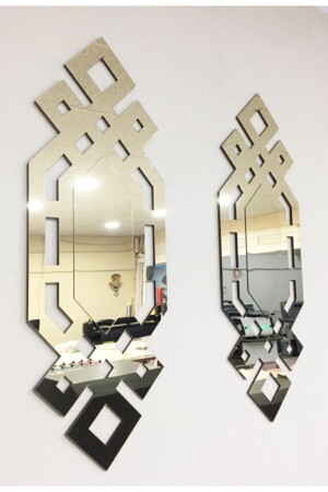 منز-ذهب مرآة بلاكسيجلاس 2 قطعة لوحة الجدار 01 ذهب1002 - Artı Baskı Atölyesi