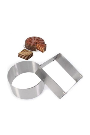 مجموعة من طلاء الكعك المستديرة مربعًا معدلًا بمعدل 2 أعماق 10 سم NARK030 - Nar kalıp