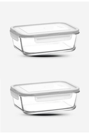 مجموعة حاويات تخزين مقفلة من الزجاج من 2 1200 سي سي سي جديدة سلسلة كبيرة مستطيلة frs257-2 - Lav