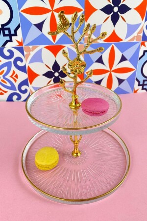 م.ن.ز-ذهب تفصيلي 2 طبقة زجاجي كوكي خدمة لوحة 147814123743 - MAY HOME