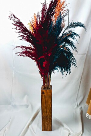 مجموعة من 2 وعاءات خشبية ديكورية و 15 بانماس مزيجة اللون - Alyones