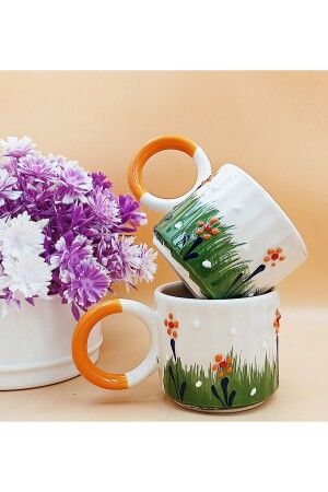 مجموعة من 2 قطعة سيراميك 150 مل شاي مقهى مزدوج إسبريسو هدية صناعة يدوية كوب صناعة يدوية كوب - Salizera