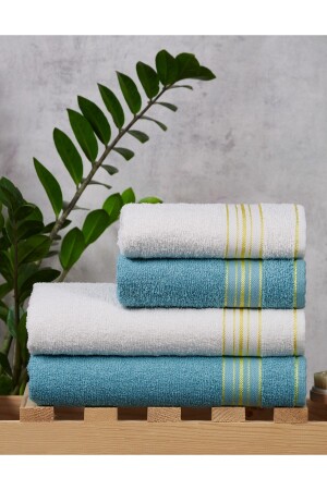 منز الماسة حمام منشفة الحمام (قطعة 2 يد ، وجه - سر منشفة - 2 قطعة الجسم - حمام منشفة) كريم أخضر 1001 - SARİNA renkli bir dünya