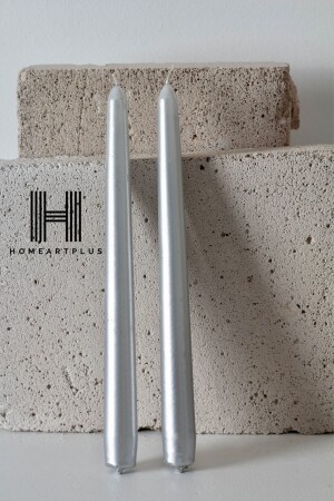 منز-معدني لون الفضة 2 شموع الشموع (القطر 2. 2 حجم 25 سم) - Homeartplus