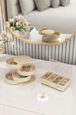 منظمة مكياج و صندوق تخزين مستحضرات التجميل منظمة من 2 كريم مجموعة من 2 كريم لونا أمل - DOVİ HOME