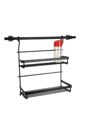 مـنـز - 2 مستويات معلقة رف العطور مع أنبوب للمطبخ الأسود 2060666804006 - vomex