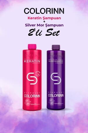 مجموعة من الشامبو من 2 (2*1000 مل) من MNZ-Keratin و Silver Purple Shampoo - Colorinn