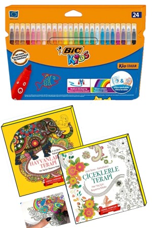 مجموعة لون ماندالا للشباب الكبار - 2 كتب و 24 قلم نوفا - Gönül Yayincilik