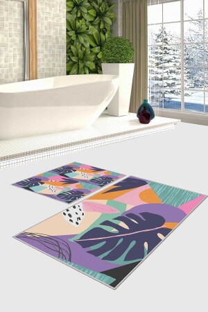 مكنسة المزيّنة التصميم الحديثة مضادة للنزلق القاعدة المزدوجة المجموعة حمام ومطابقة المرحاض المجموعة 2-قطعة 2LİPBNY158 - Homefesto