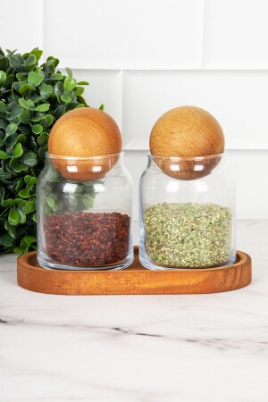 مجموعة من 2 صناديق زجاجية مع غطاء سطح الخشب و شاكر العطور الخشبية 300 ملي لتر DNS-2listntmini - DNS HOME