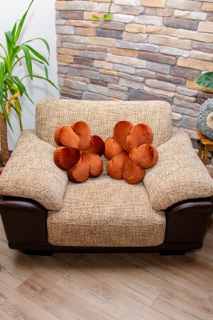 مـنـز - ديكوراتيف 2 قطعة لون السينمون زهرة الوسادة زهرة 42*42 سم - Rayda Home