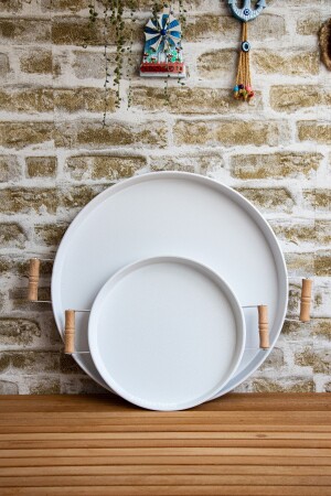 مجموعة من 2 45 سم طاولة معدنية مع الملاهي الخشبية و 30 سم طاولة أبيض شاي قهوة عرض طاولة 30 و 45 سم - kitchen trend