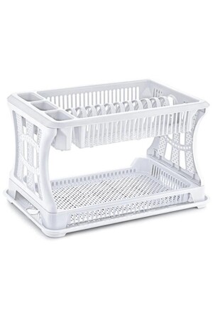 منز-بيضاء عسل العسل النسيج سهل التفكيك 2 طبقة رف الصحنات رف الأطباق المعدة 45x29 H:28 سلة الأطباق LYN090423 - abnturk