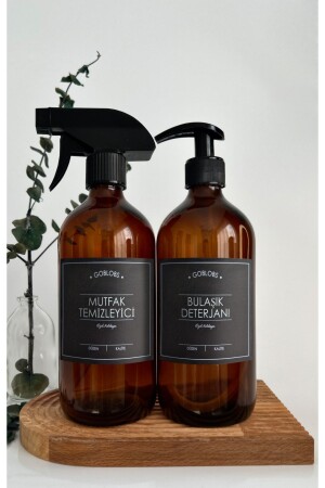 مجموعة من 2 500 مل من زجاجة زجاجية من اللون الأبيض البني تنظيف المطبخ رش والطبق الصابون الأسود اللقب غوسيت1 - GO BLOBS