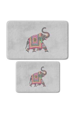 مجموعة من غطاءات الحمام المطبوعة من 2 - قاعدة غير المنزلقة ، يمكن غسلها بالآلات ، 50x80cm و 40x60cm 04-TKMBP-1 - Monnhein