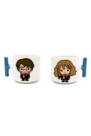 (منيز) (هاري بوتر) و (هيرميون غرينجر) أفضل الأصدقاء مجموعة من 2 كوبات (تي) زرقاء مصممة (هجبار60) - Hediye Galerisi