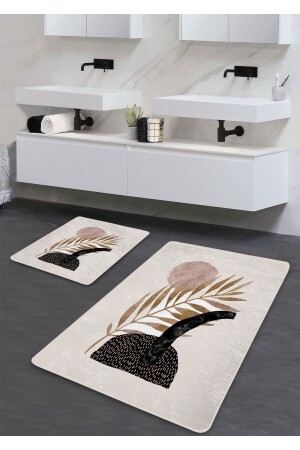 غسيل قاعدة من دون زوال - غسيل 2 قطع حمام - نمط ورقة 60*100 سم - 50*60 سم BM0186 - Pilloveland