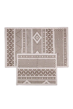 مكنز مارينا الطبيعي القطن حمام المطبخ مجموعة من 2 60x100 50x60 سم - بيج مارينا01 - Bluenity