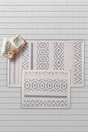 قبعة من القطن الطبيعي المطبخ المسبح المجموعة من 2 60x100 50x60 سم سم الرمادي - Bluenity