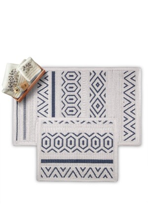 كأس من القطن الطبيعي المطبخ المطبخ من 2 60x100 50x60 سم - البحرية الأزرق - Bluenity