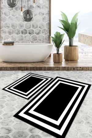 مجموعة مقاومة للثآرات غسيل القاعدة غير المنزلقة من 2 60x10050x60مجموعة حمام السجاد حمام المياه المرحاض - Tulip Dekorativ Halı