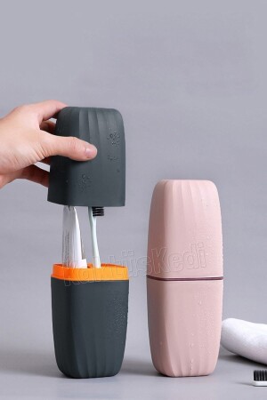 مجموعة من 2 ملحقات علبة تحمل نظارات فرشاة أسنان حاوية تخزين لبنات الأسنان - حامل فرشاة أسنان 7480000717074 - KaktüsKedi