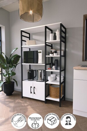 المرفق المطبخ 2 تغطي 8 رفات كوفي زاوية المطبخ رف المطبخ Bango أبيض Bfg-Mtfk-Stand-2Kpk8Raf - Bofigo