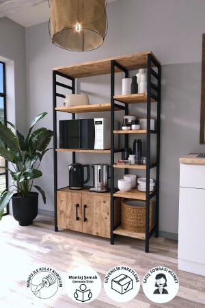 المرفق المطبخ 2 تغطي 8 رفات كوفي زاوية المطبخ رف المطبخ Bango الصنوبر Bfg-Mtfk-Stand-2Kpk8Raf - Bofigo