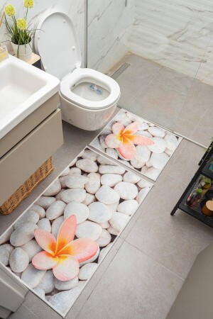 م.ن.ز-حجر نمط أبيض وردي غير ذوبي القاعدة غسيل السلمون 2 قطع حمام غطاء 8732 - Oriente Home