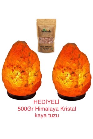 2 Adet 2-3kg Himalaya Kaya Tuzu Lambası Kablo Ampul 500ge Himalaya Tuz Hediyeli - 1