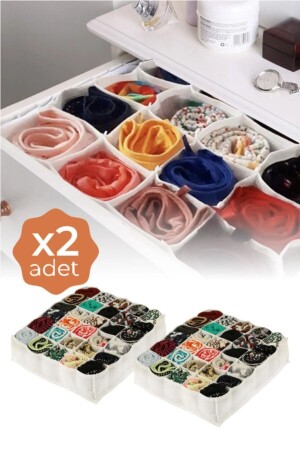 2 Adet 30 Bölmeli Petek Organizer Beyaz 42×35×10 Cm SERS004433 - 2