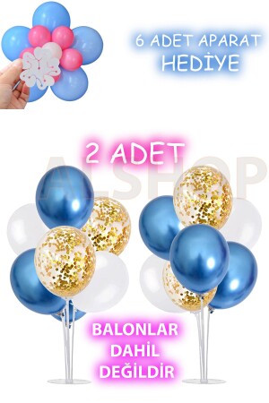 2 Adet Balon Süsleme Standı 6 Adet Aparat Hediyeli 7li Çubuklu Ayaklı Stand - 1
