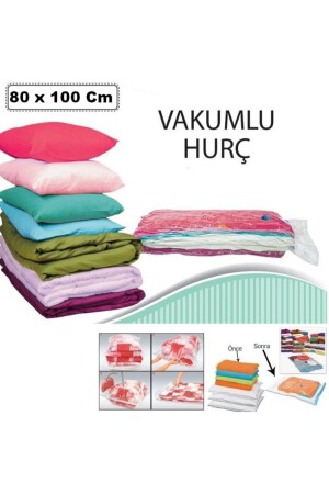 2 Adet Büyük Boy 80 Cm X 100 Cm Vakumlu Poşet Vakumlu Hurç Vakumlu Torba Yorgan Yastık Saklama Hurcu 2 Adet 80*100 Hurç - 2