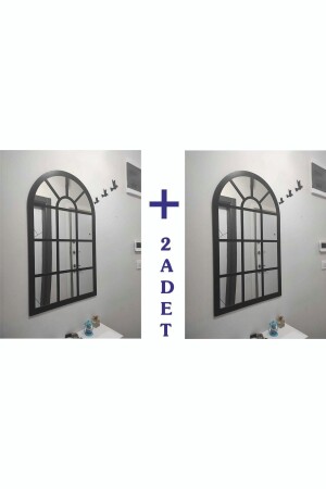 2 Adet Dekoratif Pencere Ayna Boyalı Hazır Pleksi Aynalı 40x60 cm Altı Adet Kuş Hediyeli Hint - 1