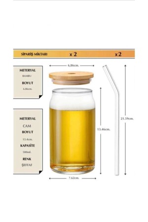 2 Adet Isıya Dayanıklı Cam Pipetli, Ahşap Kapaklı, Kahve Meyve Suyu Bardağı Ve 1 Adet Fırça YeniGeldi0010 - 7