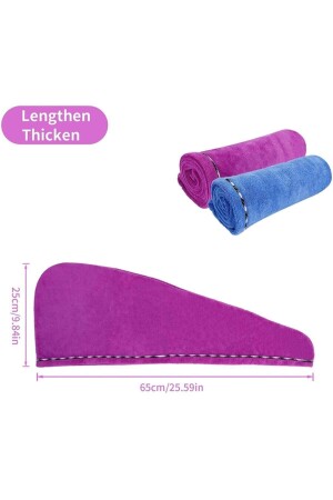 2 Adet Kalın Mikrofiber 2 Düğmeli Saç Havlusu Saç Bonesi Banyo Deniz Ve Havuz Sonrası Plaj - 9