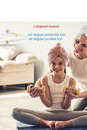 2 Adet Kalın Mikrofiber 2 Düğmeli Saç Havlusu Saç Bonesi Banyo Deniz Ve Havuz Sonrası Plaj - 5