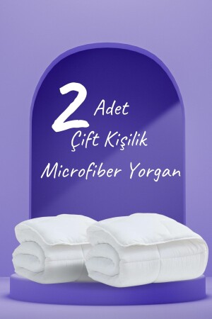 2 Adet Microfiber Çift Kişilik Yorgan Microsoft Yıkanabilir Mevsimlik Microfiber Yorgan 195x215 Cm 006922 - 1