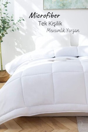 2 Adet Microfiber Tek Kişilik Yorgan Microsoft Yıkanabilir Mevsimlik Microfiber Yorgan 155x215 Cm 00693 - 4