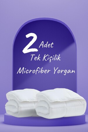 2 Adet Microfiber Tek Kişilik Yorgan Microsoft Yıkanabilir Mevsimlik Microfiber Yorgan 155x215 Cm 00693 - 2