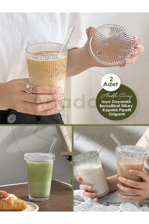 2 Adet Mika Kapak Ve Pipetli Origami Şekilli Bardak Kahve Sunum Bardağı 1li.Adt.Pipet66.OR45456415641561 - İLBEY Life