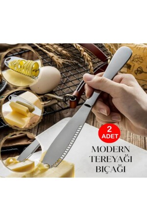 2 Adet Modern Tereyağı Bıçağı Kahvaltı Bıçağı - 2'li Bal - Kaymak - Tereyağı Bıçağı - 1