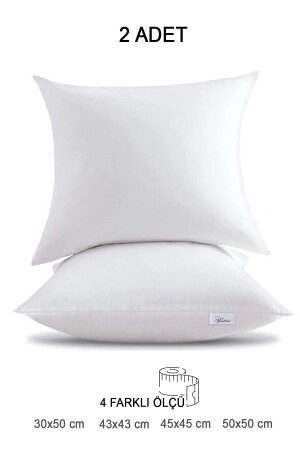 2 Adet Premium Kare Kırlent Iç Yastık 1.kalite Elyaf Dolgulu Koltuk Yastığı-45x45-43x43-30x50-50x50 - Vionel Home