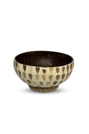 2 Adet Sedef Kaplama El Yapımı Hindistan Cevizi Kasesi Ve Kase Altlığı - Coconut Bowl - Çerezlik JDA0044 - 4