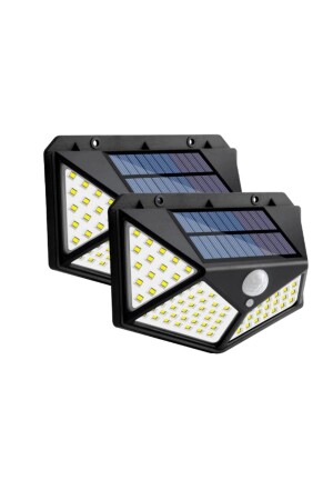 2 Adet Solar Güneş Enerjili Hareket Sensörlü 4 Taraflı Bahçe Garaj Ev Aydınlatma Lambası 100LED-2 - 2