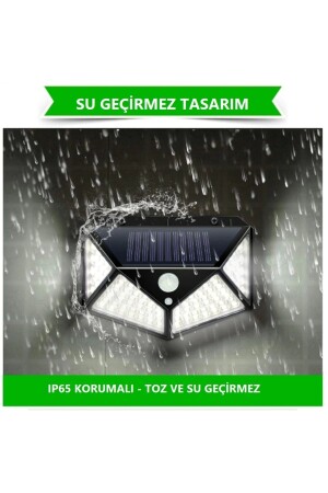 2 Adet Solar Güneş Enerjili Hareket Sensörlü 4 Taraflı Bahçe Garaj Ev Aydınlatma Lambası 100LED-2 - 6